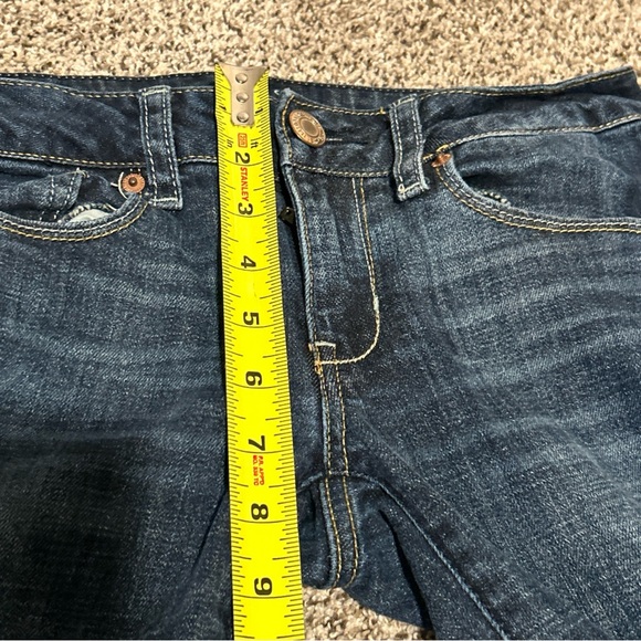 American Eagle Jeans Womens 6 Reg Blue Dark Wash Low Rise Skinny Kick Bootcut! - Picture 9 of 13